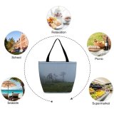 Yanfind Shopping Bag for Ladies Grey Fog Outdoors Mist Belvedere Faito Piazzale Dei Capi Monte Metropolitan City Reusable Multipurpose Heavy Duty Grocery Bag for Outdoors.