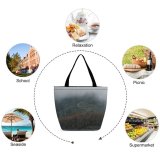 Yanfind Shopping Bag for Ladies Grey Outdoors Fog Mist Tree Trail Hike Cloud Forest Hiking Abies Fir Reusable Multipurpose Heavy Duty Grocery Bag for Outdoors.