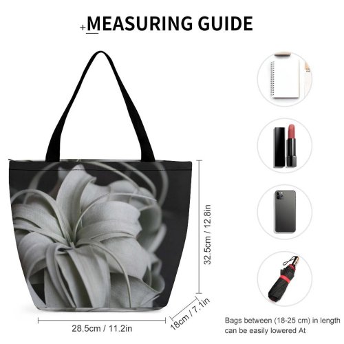 Yanfind Shopping Bag for Ladies Grey Plant Leaves Flora Indoor Flower Abstract Reusable Multipurpose Heavy Duty Grocery Bag for Outdoors.