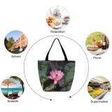 Yanfind Shopping Bag for Ladies Flowers Park Pond Lilly Flower Aquatic Plant Petal Lotus Family Sacred Lily Reusable Multipurpose Heavy Duty Grocery Bag for Outdoors.