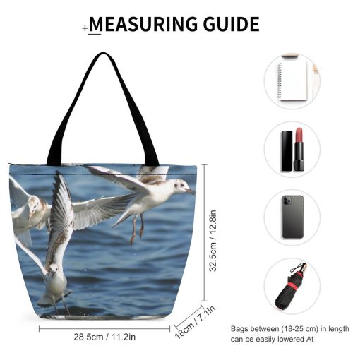 Yanfind Shopping Bag for Ladies Sea Gulls Birds Flying Bird Vertebrate Beak Seabird Shorebird Wing Gull Reusable Multipurpose Heavy Duty Grocery Bag for Outdoors.
