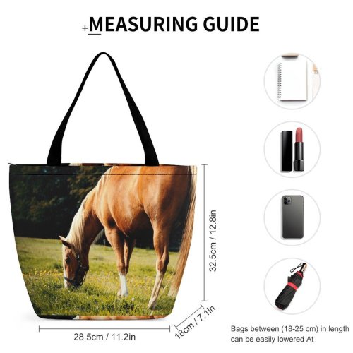 Yanfind Shopping Bag for Ladies Horse Field Grassland Outdoors Countryside Farm Rural Grazing Meadow Pasture Ranch Haflinger Reusable Multipurpose Heavy Duty Grocery Bag for Outdoors.
