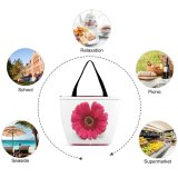 Yanfind Shopping Bag for Ladies Flower Romance Love Barberton Daisy Gerbera Petal Plant Flowering Artificial Zinnia Family Reusable Multipurpose Heavy Duty Grocery Bag for Outdoors.