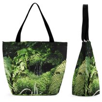 Yanfind Shopping Bag for Ladies Greenhouse Arborium Plant Plants Jungle Waterfall Vegetation Ferns Horsetails Terrestrial Reusable Multipurpose Heavy Duty Grocery Bag for Outdoors.
