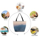 Yanfind Shopping Bag for Ladies Fog Outdoors Grey Pianezze Abies Fir Plant Tree Mist Italia Silhouette Reusable Multipurpose Heavy Duty Grocery Bag for Outdoors.