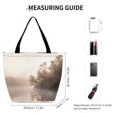 Yanfind Shopping Bag for Ladies Fog Mist Lake Morning Outdoors Tree Sunrise Reflection Misty Early Dawn Reusable Multipurpose Heavy Duty Grocery Bag for Outdoors.
