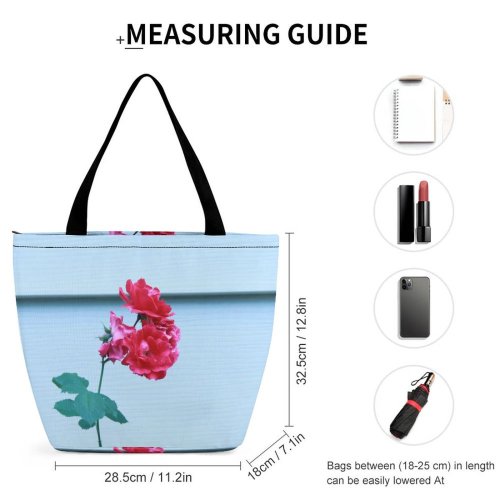 Yanfind Shopping Bag for Ladies Flower Plant Rose Geranium Carnation Petal Stock Reusable Multipurpose Heavy Duty Grocery Bag for Outdoors.