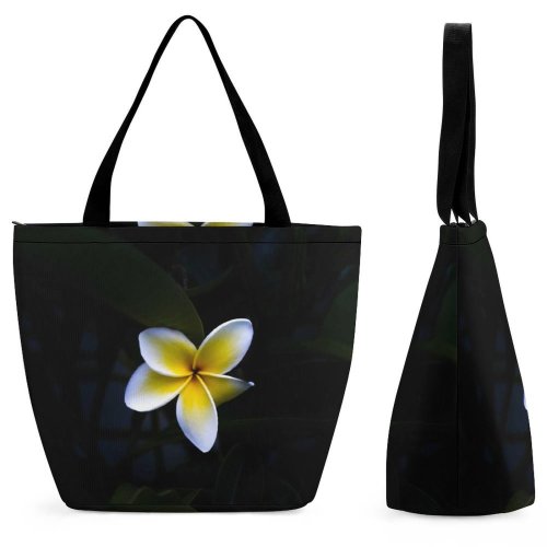 Yanfind Shopping Bag for Ladies Flower Hawaii Tropical Petal Flora Plant Contrast Alone Hawaiian Stock Reusable Multipurpose Heavy Duty Grocery Bag for Outdoors.