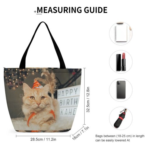 Yanfind Shopping Bag for Ladies Young Stripe Pet Funny Kitten Portrait Curiosity Cute Sit Cat Pretty Reusable Multipurpose Heavy Duty Grocery Bag for Outdoors.