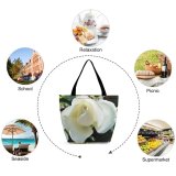 Yanfind Shopping Bag for Ladies Rose Bloom Garden Leaves Beautiful Romantic Flower Flowering Plant Petal Floribunda Gardenia Reusable Multipurpose Heavy Duty Grocery Bag for Outdoors.