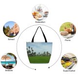 Yanfind Shopping Bag for Ladies Rice Sky Palm Argiculture Petchaburi Tree Grassland Arecales Vegetation Field Borassus Flabellifer Reusable Multipurpose Heavy Duty Grocery Bag for Outdoors.