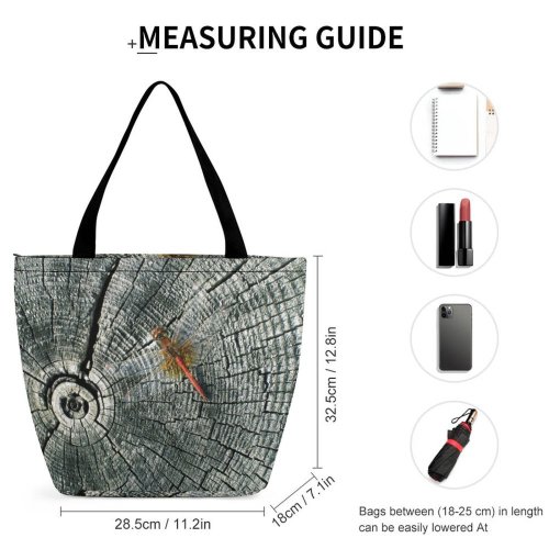 Yanfind Shopping Bag for Ladies Insect Wood Texture Pole Tree Stump Woody Plant Branch Trunk Wheel Reusable Multipurpose Heavy Duty Grocery Bag for Outdoors.
