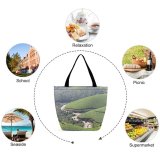 Yanfind Shopping Bag for Ladies Tea Gardens Hill Station Highland Plantation Terrace Landscape Rural Area Field Reusable Multipurpose Heavy Duty Grocery Bag for Outdoors.