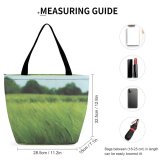 Yanfind Shopping Bag for Ladies Grass Plant Field Grassland Outdoors Lamadelaine Luxembourg Birds Forest Wind Wheat Reusable Multipurpose Heavy Duty Grocery Bag for Outdoors.