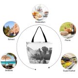 Yanfind Shopping Bag for Ladies Flower Rose Plant Bud Sprout Grey Petal Garden Button Yard Creative Reusable Multipurpose Heavy Duty Grocery Bag for Outdoors.