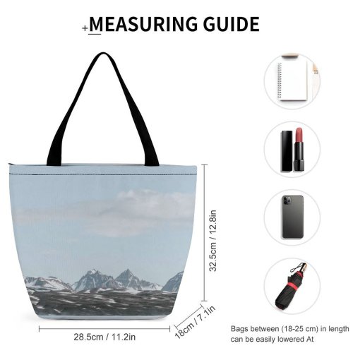 Yanfind Shopping Bag for Ladies Grey Arctic Outdoors Snow Winter Alps Range Ridge Craggy Sky Reusable Multipurpose Heavy Duty Grocery Bag for Outdoors.