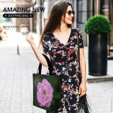 Yanfind Shopping Bag for Ladies Flower Geranium Plant Pollen Petal Rose Purple Peony Creative Commons Reusable Multipurpose Heavy Duty Grocery Bag for Outdoors.