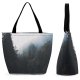 Yanfind Shopping Bag for Ladies Fog Slovakia Road Vernár Asphalt Tarmac Fod Tree Forest Dark Arrow Reusable Multipurpose Heavy Duty Grocery Bag for Outdoors.