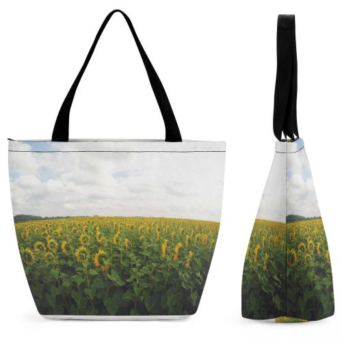 Yanfind Shopping Bag for Ladies Flower Flora Plant Field Новосиль Chernskiy Rayon Sky Cloud Meadow Reusable Multipurpose Heavy Duty Grocery Bag for Outdoors.