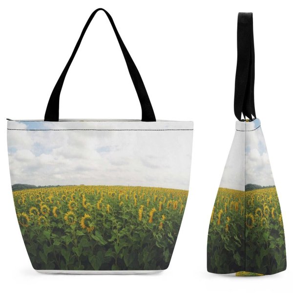 Yanfind Shopping Bag for Ladies Flower Flora Plant Field Новосиль Chernskiy Rayon Sky Cloud Meadow Reusable Multipurpose Heavy Duty Grocery Bag for Outdoors.