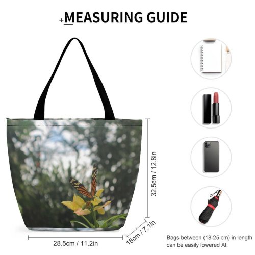 Yanfind Shopping Bag for Ladies Flower Plant Butterfly Birds Insect Invertebrate Monarch Stock Reusable Multipurpose Heavy Duty Grocery Bag for Outdoors.