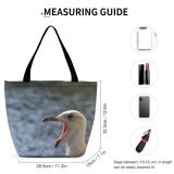 Yanfind Shopping Bag for Ladies Gulls Bird Vertebrate Beak Seabird Gull Western Wildlife Charadriiformes Neck Reusable Multipurpose Heavy Duty Grocery Bag for Outdoors.