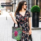 Yanfind Shopping Bag for Ladies Flower Rose Plant Geranium Erevi Petal Petals Dew Watery Reusable Multipurpose Heavy Duty Grocery Bag for Outdoors.