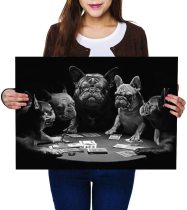 yanfind A2 BW - French Bulldogs Playing Cards Dog Art Print 59.4 X 42 cm 280gsm satin gloss photo paper