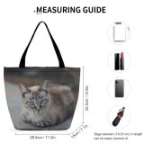 Yanfind Shopping Bag for Ladies Young Pet Funny Kitten Portrait Curiosity Cute Little Staring Cat Whisker Reusable Multipurpose Heavy Duty Grocery Bag for Outdoors.