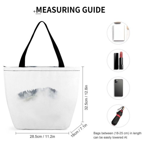 Yanfind Shopping Bag for Ladies Grey Fog Outdoors Mist Formiguères France Minimaliste Minimalims Pyrénées Brouillard Reusable Multipurpose Heavy Duty Grocery Bag for Outdoors.