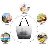 Yanfind Shopping Bag for Ladies Grey Fog Outdoors Mist Smog Pollution Creative Commons Reusable Multipurpose Heavy Duty Grocery Bag for Outdoors.