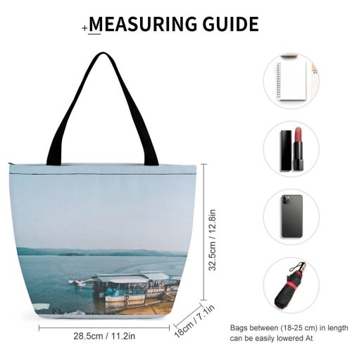 Yanfind Shopping Bag for Ladies Adventure Boats Shore Travel Transportation Sea Outdoors System Seashore Vacation Beach Ocean Reusable Multipurpose Heavy Duty Grocery Bag for Outdoors.