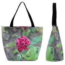Yanfind Shopping Bag for Ladies Flower Rose Plant Geranium Erevi Petal Petals Dew Watery Reusable Multipurpose Heavy Duty Grocery Bag for Outdoors.