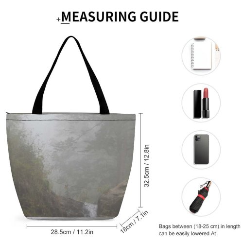 Yanfind Shopping Bag for Ladies Grey Outdoors Fog Mist Парк Водопадов Менделиха Krasnodar Krai Art Туман Водопад Reusable Multipurpose Heavy Duty Grocery Bag for Outdoors.
