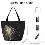 Yanfind Shopping Bag for Ladies Th July Independence Fireworks Fire Sparks Washington River Darkness Night Midnight Reusable Multipurpose Heavy Duty Grocery Bag for Outdoors.