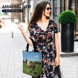 Yanfind Shopping Bag for Ladies Horse Horses Grass Poland Meadow Vertebrate Pasture Mane Grassland Mare Stallion Mustang Reusable Multipurpose Heavy Duty Grocery Bag for Outdoors.