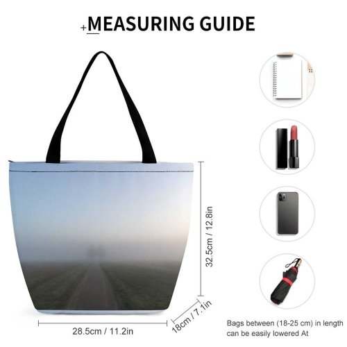 Yanfind Shopping Bag for Ladies Fog Outdoors Mist Sauder Historical Village Archbold Ohio Usa Path Lane Grey Reusable Multipurpose Heavy Duty Grocery Bag for Outdoors.