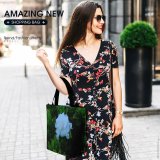 Yanfind Shopping Bag for Ladies Flower Plant Rose Acanthaceae Leaf Vegetation Geranium Leaves Xc Reusable Multipurpose Heavy Duty Grocery Bag for Outdoors.