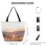 Yanfind Shopping Bag for Ladies Grass Plant Outdoors Romania Sunrise Sky Maramure Sunset Field Grassland Light Reusable Multipurpose Heavy Duty Grocery Bag for Outdoors.