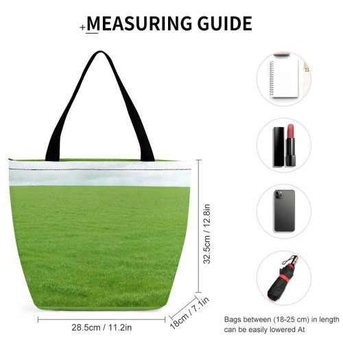 Yanfind Shopping Bag for Ladies Grass Field Copyspace Farm Crop Natural Sky Grassland Lawn Pasture Meadow Reusable Multipurpose Heavy Duty Grocery Bag for Outdoors.
