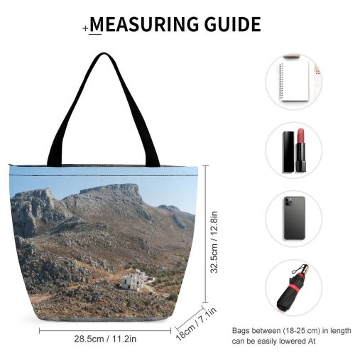Yanfind Shopping Bag for Ladies Ground Outdoors Road Plateau Range Countryside Rubble Landscape Island Reusable Multipurpose Heavy Duty Grocery Bag for Outdoors.