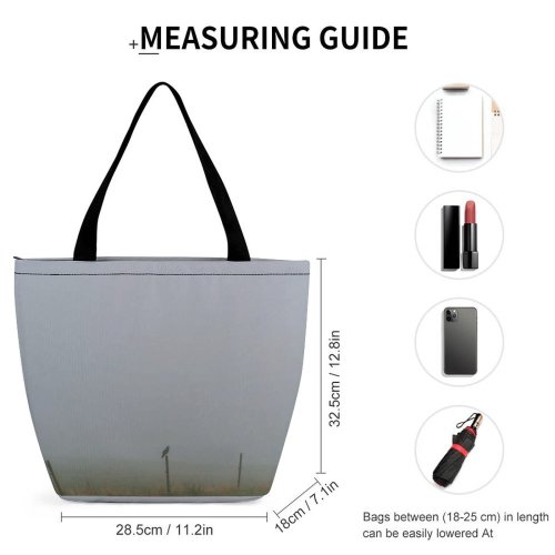 Yanfind Shopping Bag for Ladies Fog Outdoors Birds Mist Grey Reusable Multipurpose Heavy Duty Grocery Bag for Outdoors.