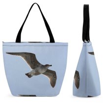 Yanfind Shopping Bag for Ladies Seagull Bird Fly Sky Laughing Gull Beak Western European Herring Seabird Great Reusable Multipurpose Heavy Duty Grocery Bag for Outdoors.
