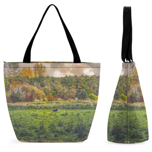 Yanfind Shopping Bag for Ladies Grassland Outdoors Countryside Rural Meadow Plant Tree Lock Keepers Lane Uk Ranch Reusable Multipurpose Heavy Duty Grocery Bag for Outdoors.