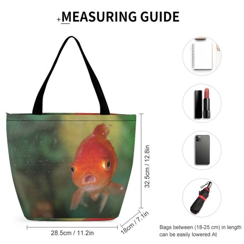 Yanfind Shopping Bag for Ladies Goldfish Fish Pet Fishie Aquarium Fisheye Blinkie Marine Biology Organism Feeder Underwater Reusable Multipurpose Heavy Duty Grocery Bag for Outdoors.