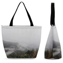 Yanfind Shopping Bag for Ladies Grey Fog Mist Desktop Outdoors HQ Forest Tree Flora Ivy Plant Reusable Multipurpose Heavy Duty Grocery Bag for Outdoors.
