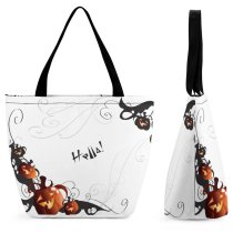 Yanfind Shopping Bag for Ladies Halloween Ornament Pumpkin Scary Smile Hat Art Fictional Design Reusable Multipurpose Heavy Duty Grocery Bag for Outdoors.