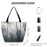Yanfind Shopping Bag for Ladies Fog Outdoors Mist Atmosphere Dark Spooky Moody Car Forest Tree Grey Stock Reusable Multipurpose Heavy Duty Grocery Bag for Outdoors.