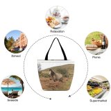 Yanfind Shopping Bag for Ladies Horse Brecon United Eating Hay Easting Hey Filed Wild Pony Mane Reusable Multipurpose Heavy Duty Grocery Bag for Outdoors.