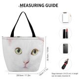 Yanfind Shopping Bag for Ladies Young Pet Funny Kitten Portrait Curiosity Cute Little Staring Cat Pretty Reusable Multipurpose Heavy Duty Grocery Bag for Outdoors.